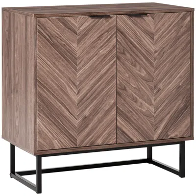 Streamdale Furniture Streamdale Sideboard Buffet Cabinet, Chevron Double Door Kitchen Cabinet, Accent Cabinet With Adjust In Brown
