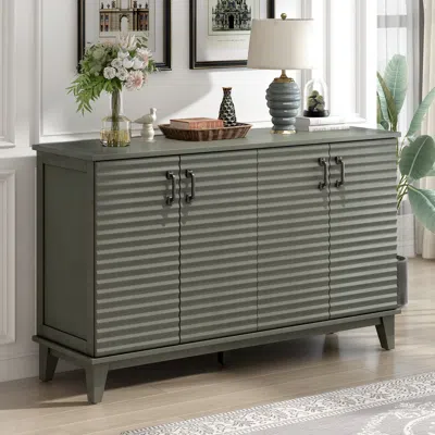 Streamdale Furniture Streamdale Sideboard With 4 Door Large Storage Buffet With Adjustable Shelves And Metal Handles For 