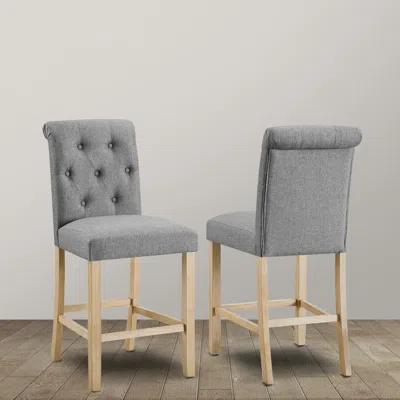 Streamdale Furniture Streamdale Siena Counter Height Button Tufted Back Solid Wood Stools