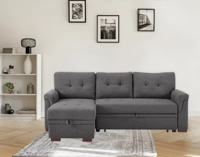 Streamdale Furniture Streamdale Sierra Dark Gray Linen Reversible Sleeper Sectional Sofa