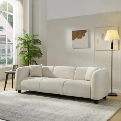 Streamdale Furniture Streamdale Silo 87 In. 3 Seater Modern Upholstered Chenille Sofa, Beige
