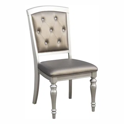 Streamdale Furniture Streamdale Silver Finish Crystal Tufted Upholstered Dining Chairs