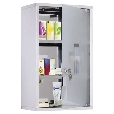 Streamdale Furniture Streamdale Silver Wall-mount Medicine Cabinet With Shelves And Lock