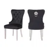 Streamdale Furniture Streamdale Simba Stainless Steel 2 Piece Chair Finish With Velvet Fabric In Black
