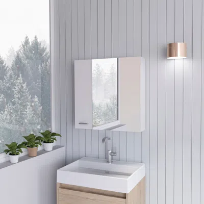 Streamdale Furniture Streamdale Sines Medicine Cabinet, Four Internal Shelves, Double Door - White