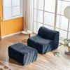 Streamdale Furniture Streamdale Single Foam Sofa Chair With Footrest & Pillow In Blue