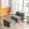Streamdale Furniture Streamdale Single Foam Sofa Chair With Footrest & Pillow In Gray
