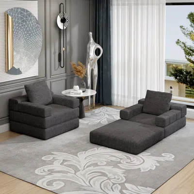 Streamdale Furniture Streamdale Single Sofa Chair That Converts To A Single Sofa Bed For Living Room In Gray