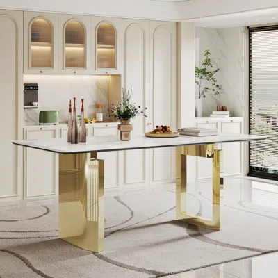 Streamdale Furniture Streamdale Sintered Stone & Glass Top Dining Table