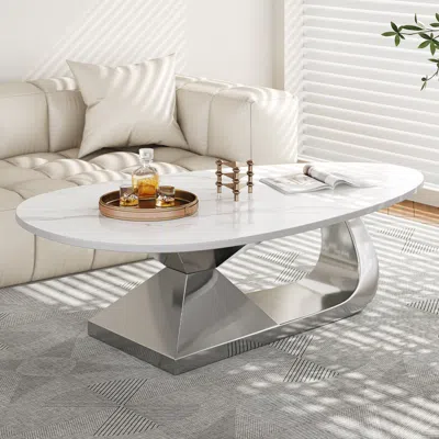Streamdale Furniture Streamdale Sintered Stone Coffee Table With Stainless Steel Base