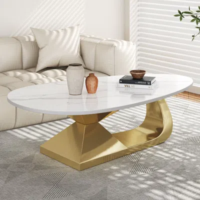 Streamdale Furniture Streamdale Sintered Stone Coffee Table With Stainless Steel Base
