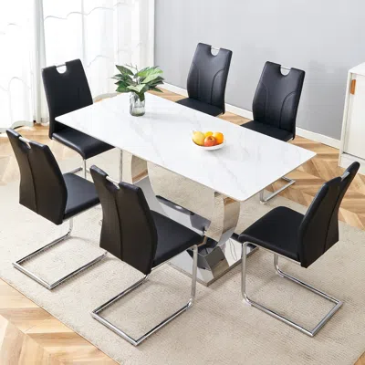 Streamdale Furniture Streamdale Sintered Stone Dining Set With 6 Chairs