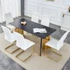 Streamdale Furniture Streamdale Sintered Stone Dining Table And 6 Pu Chairs With Legs
