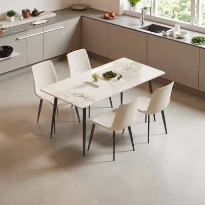 Streamdale Furniture Streamdale Sintered Stone Dining Table With 4 Chairs