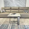 Streamdale Furniture Streamdale Sintered Stone End Table, Silver Metal Frame