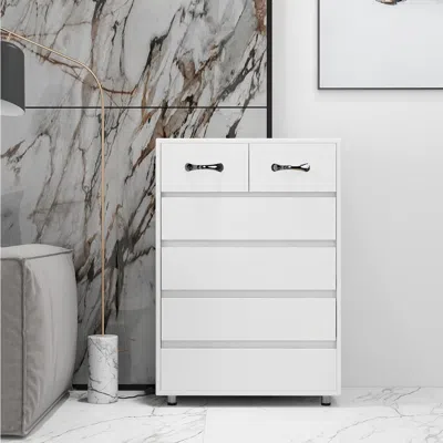 Streamdale Furniture Streamdale Six Drawer Side Table In White