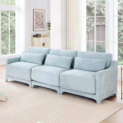 Streamdale Furniture Streamdale Sky Blue Chenille 3-seater Sofa