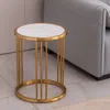 Streamdale Furniture Streamdale Slate/sintered Stone Round Side/end Table With Golden Stainless