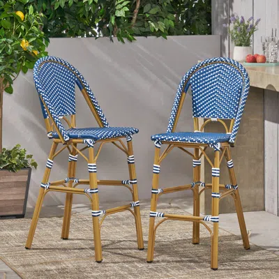 Streamdale Furniture Streamdale Sleek Aluminum Bistro Barstools With Durable Poly Rattan Weave