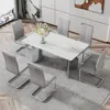 Streamdale Furniture Streamdale Sleek Marble Dining Table With 6 Pu Seats
