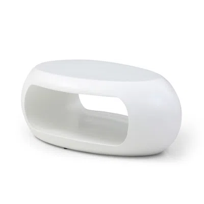 Streamdale Furniture Streamdale Sleek Modern Coffee Table Fiberglass Oval Design In White