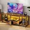 Streamdale Furniture Streamdale Sleek Tv Stand With Led Lights, Fabric Drawers, And Storage Shelves