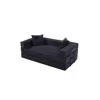 Streamdale Furniture Streamdale Sleeper Sofa Bed With Square Pillow - Black Corduroy Folding Mattress Couch