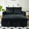 Streamdale Furniture Streamdale Sleeper Sofa Couch Pull Out Bed Corduroy Love Seat Black