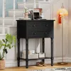 Streamdale Furniture Streamdale Slim Black Console Table With Drawers And Shelf