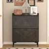 Streamdale Furniture Streamdale Slim Entryway Shoe Cabinet With Flip Drawers And Open Shelves (brown)