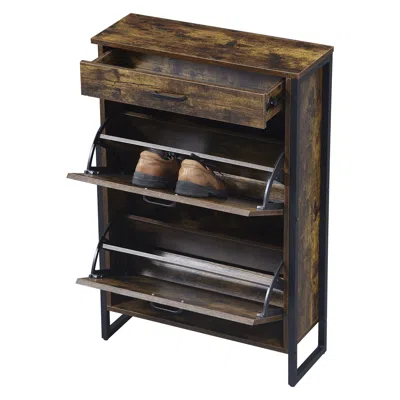 Streamdale Furniture Streamdale Slim Shoe Cabinet With Flip Drawers, Hidden Storage For Entryway