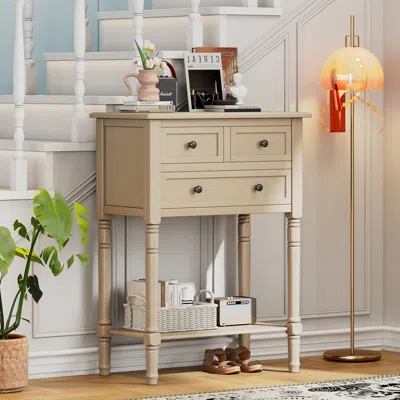 Streamdale Furniture Streamdale Slim Sofa Table With 3 Drawers And Shelf (beige)