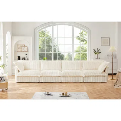 Streamdale Furniture Streamdale Slipcovered 4-seater Sofa, Extra Deep, Corduroy Fabric