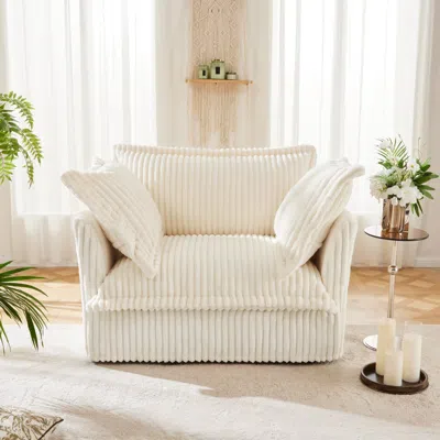 Streamdale Furniture Streamdale Slipcovered Armchair With Large Cushions And Pillows In Cozy Corduroy