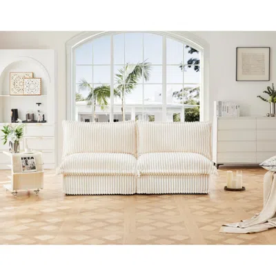 Streamdale Furniture Streamdale Slipcovered Armless 2-seater Convertible Sofa With Pillows