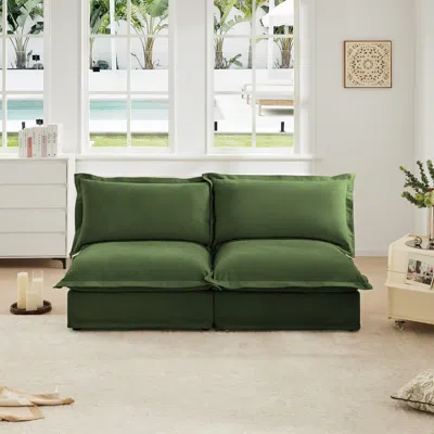 Streamdale Furniture Streamdale Slipcovered Armless Sofa With Convertible Design & Pillows