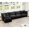 Streamdale Furniture Streamdale Slipcovered L Shape Chenille Sectional Sofa Couch - Black
