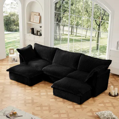 Streamdale Furniture Streamdale Slipcovered U Shape Sectional Sofa Black