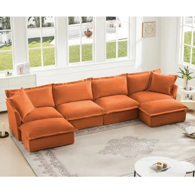 Streamdale Furniture Streamdale Slipcovered U Shape Sectional Sofa, Deep Seat, Chenille