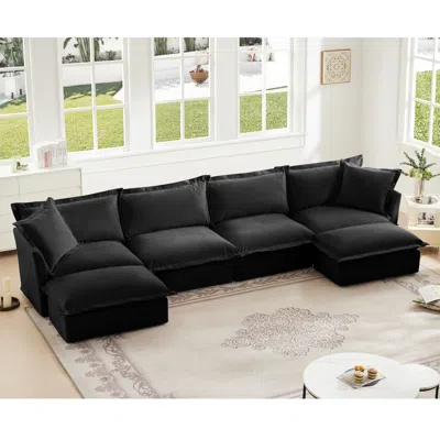 Streamdale Furniture Streamdale Slipcovered U Shape Sectional Sofa, Deep Seat, Chenille