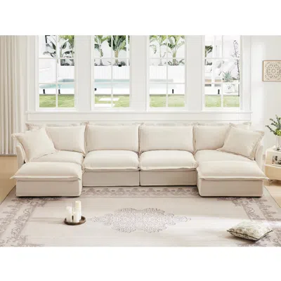 Streamdale Furniture Streamdale Slipcovered U-shape Sectional Sofa Spacious & Comfortable