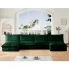 Streamdale Furniture Streamdale Slipcovered U-shape Sectional Sofa With Ottoman - Green Corduroy In Green