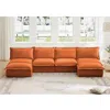 Streamdale Furniture Streamdale Slipcovered U-shape Sectional Sofa With Ottoman In Brown
