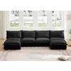 Streamdale Furniture Streamdale Slipcovered U-shape Sectional Sofa With Ottoman In Black
