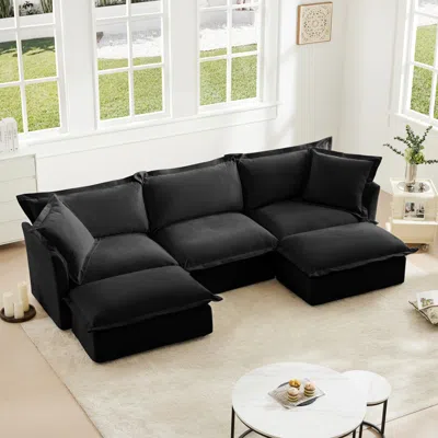 Streamdale Furniture Streamdale Slipcovered U Shape Sectional Sofa With Pillows