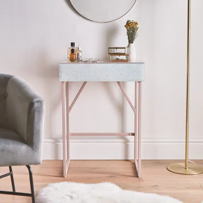 Streamdale Furniture Streamdale Small Marble Pattern Makeup Table & Nightstand