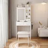 Streamdale Furniture Streamdale Small Vanity Desk With Mirror, Led Lights & Outlet - White