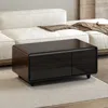 Streamdale Furniture Streamdale Smart Coffee Table: Fridge, Freezer, Bluetooth, Wireless Charging, Brown In Black