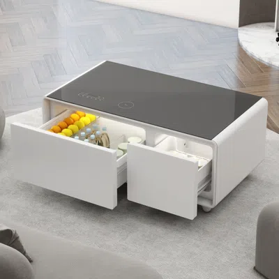 Streamdale Furniture Streamdale Smart Coffee Table W/ Fridge, Speaker, Charging, Lights