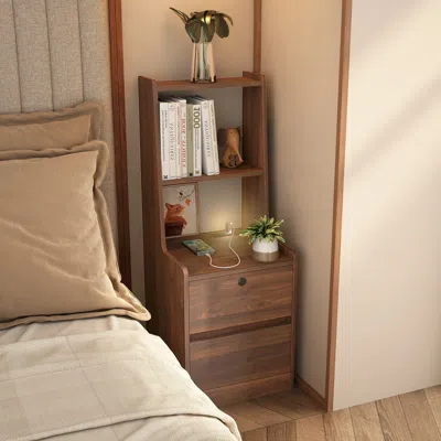 Streamdale Furniture Streamdale Smart Nightstand With Charging, Lighting, And Storage